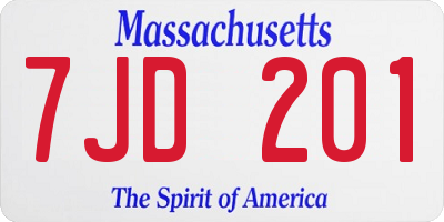 MA license plate 7JD201