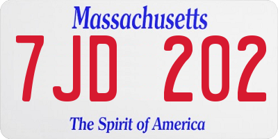 MA license plate 7JD202