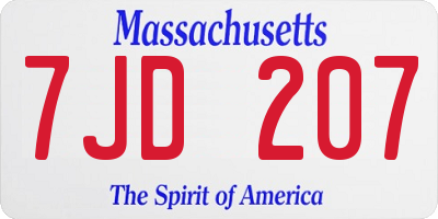 MA license plate 7JD207
