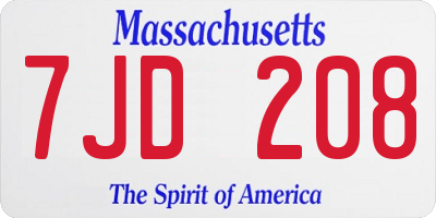 MA license plate 7JD208