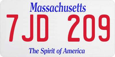 MA license plate 7JD209