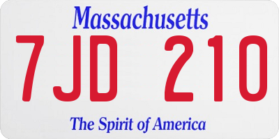 MA license plate 7JD210