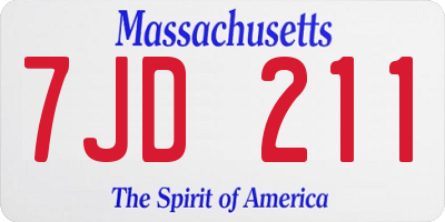 MA license plate 7JD211