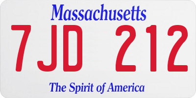MA license plate 7JD212