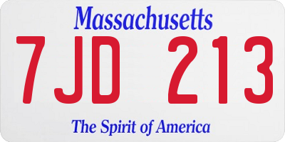 MA license plate 7JD213