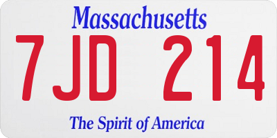 MA license plate 7JD214