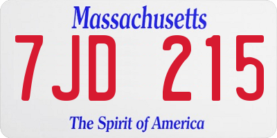MA license plate 7JD215