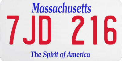 MA license plate 7JD216