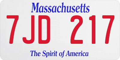 MA license plate 7JD217