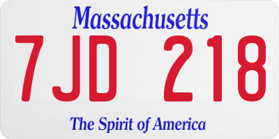 MA license plate 7JD218