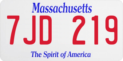 MA license plate 7JD219