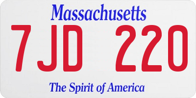 MA license plate 7JD220