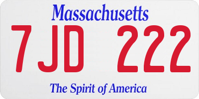 MA license plate 7JD222