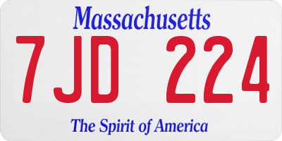 MA license plate 7JD224