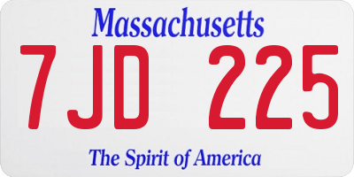 MA license plate 7JD225