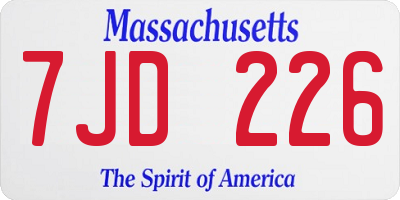 MA license plate 7JD226