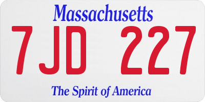 MA license plate 7JD227