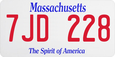 MA license plate 7JD228