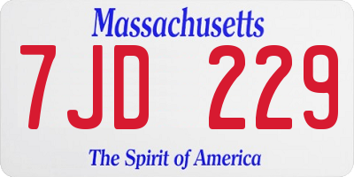 MA license plate 7JD229