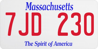 MA license plate 7JD230
