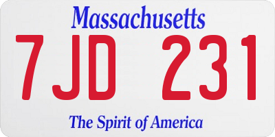 MA license plate 7JD231