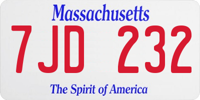 MA license plate 7JD232