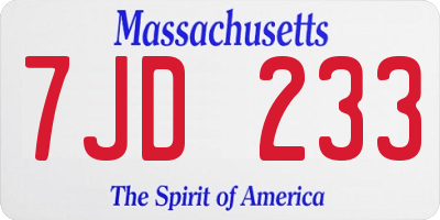 MA license plate 7JD233