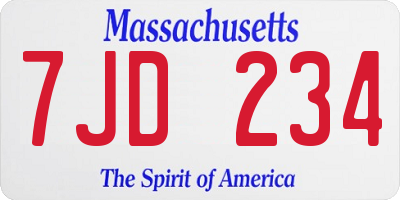 MA license plate 7JD234