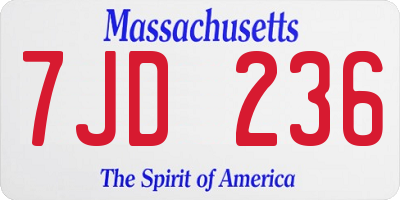 MA license plate 7JD236
