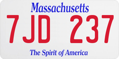MA license plate 7JD237