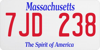 MA license plate 7JD238