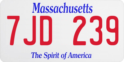MA license plate 7JD239