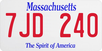 MA license plate 7JD240