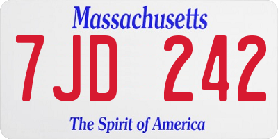 MA license plate 7JD242