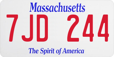 MA license plate 7JD244
