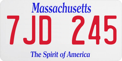MA license plate 7JD245