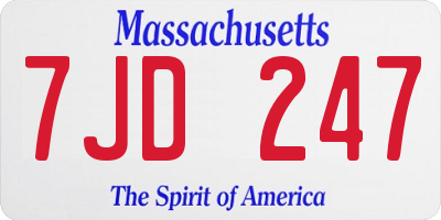 MA license plate 7JD247