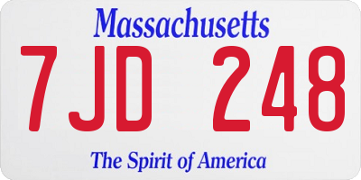MA license plate 7JD248