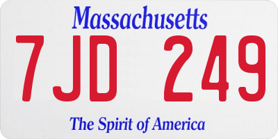 MA license plate 7JD249