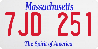 MA license plate 7JD251