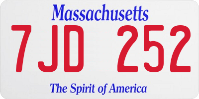 MA license plate 7JD252