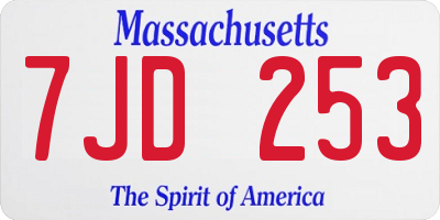 MA license plate 7JD253
