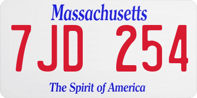 MA license plate 7JD254