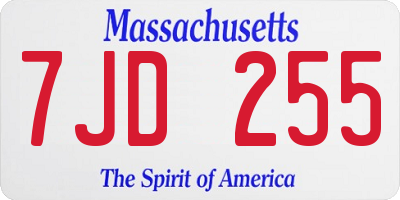 MA license plate 7JD255