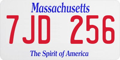 MA license plate 7JD256