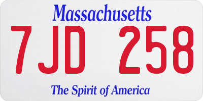 MA license plate 7JD258