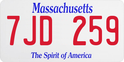 MA license plate 7JD259