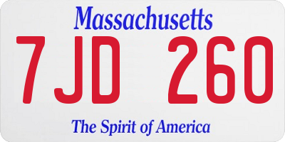 MA license plate 7JD260