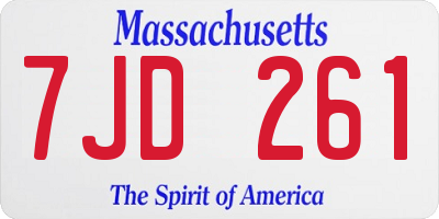 MA license plate 7JD261