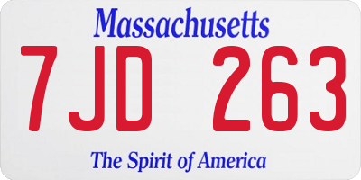 MA license plate 7JD263